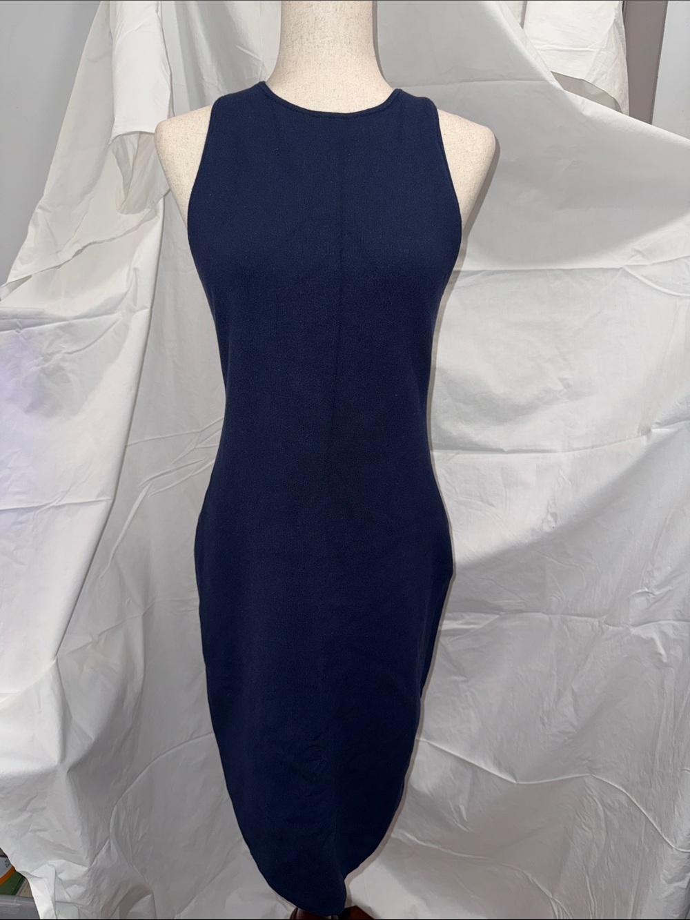 Banana Republic Navy Sleeveless Midi Bodycon Dress